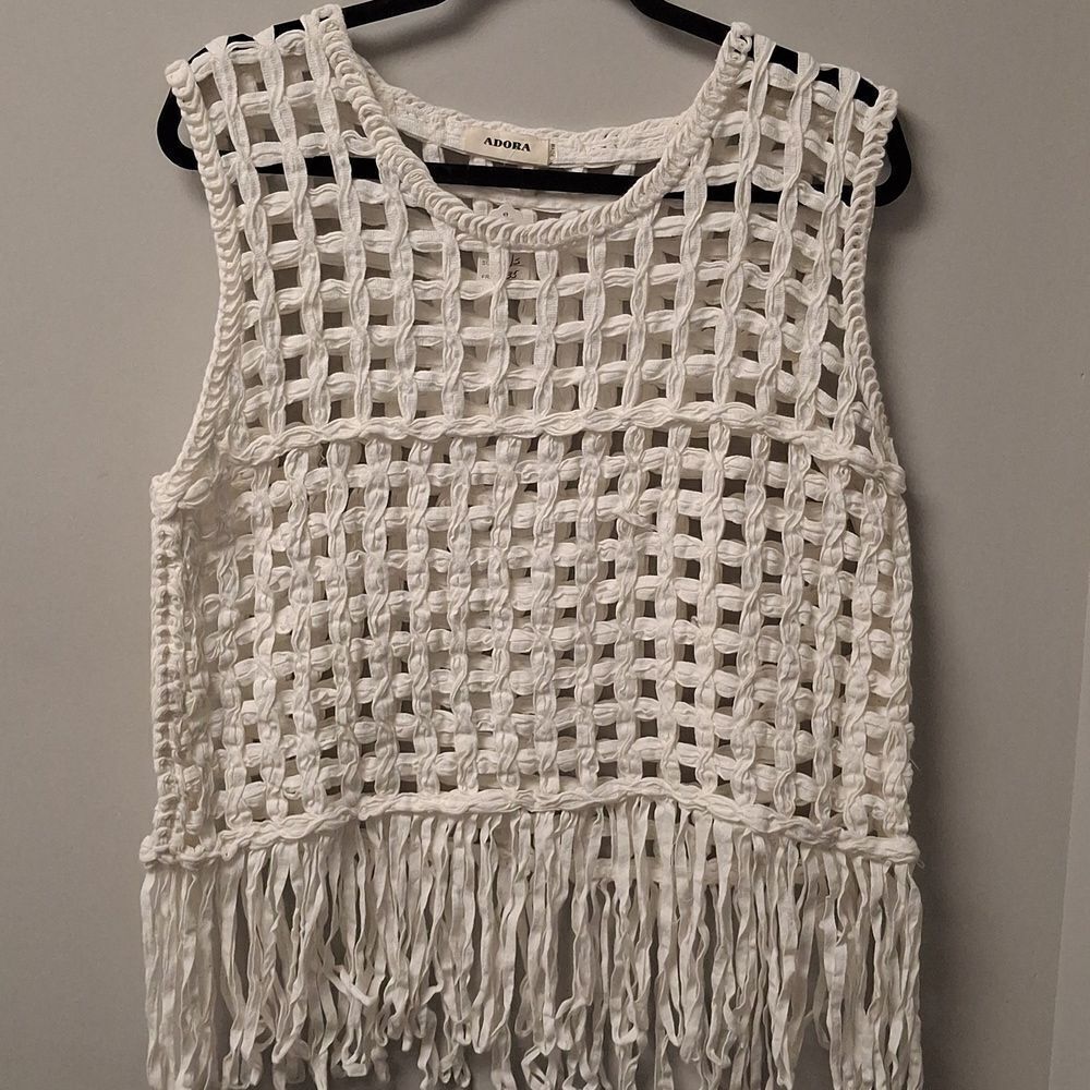 Adora Crochet Fishnet Top Women White Cover Up